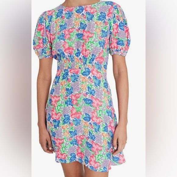 NWT - Faithfull The Brand Estelle Mini Dress in Jemima Floral - Size L (US 8) - Picture 2 of 6